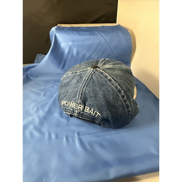 Berkley Power Bait Vtg Products Snapback Patch Trucker Hat Denim - Picture 2 of 7